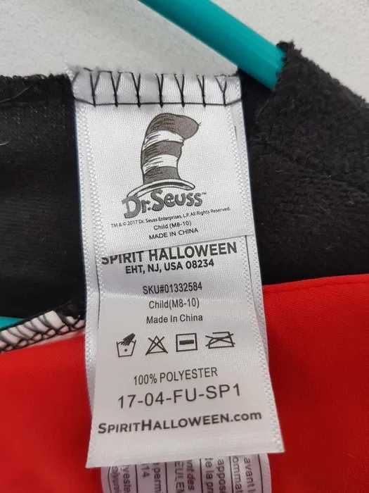 Strój karnawałowy przebranie kot Prot dr Seuss z czapką 134 146. B153