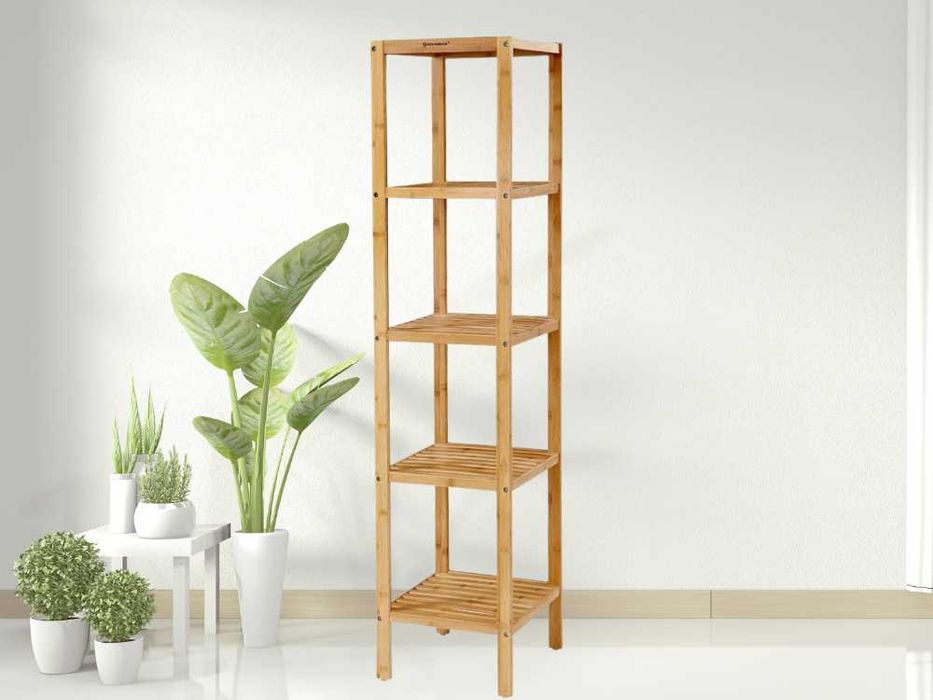 Szafka Regał Stojak Bambusowy Wielofunkcyjny Praktyczny 5 Półek 146cm