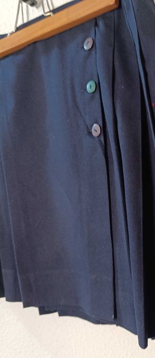 Saia Azul Fazenda às pregas, trespassar aperta lado, 14 anos Trotinete