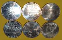 6 moedas de 10 Euros de diversos anos e comemorações