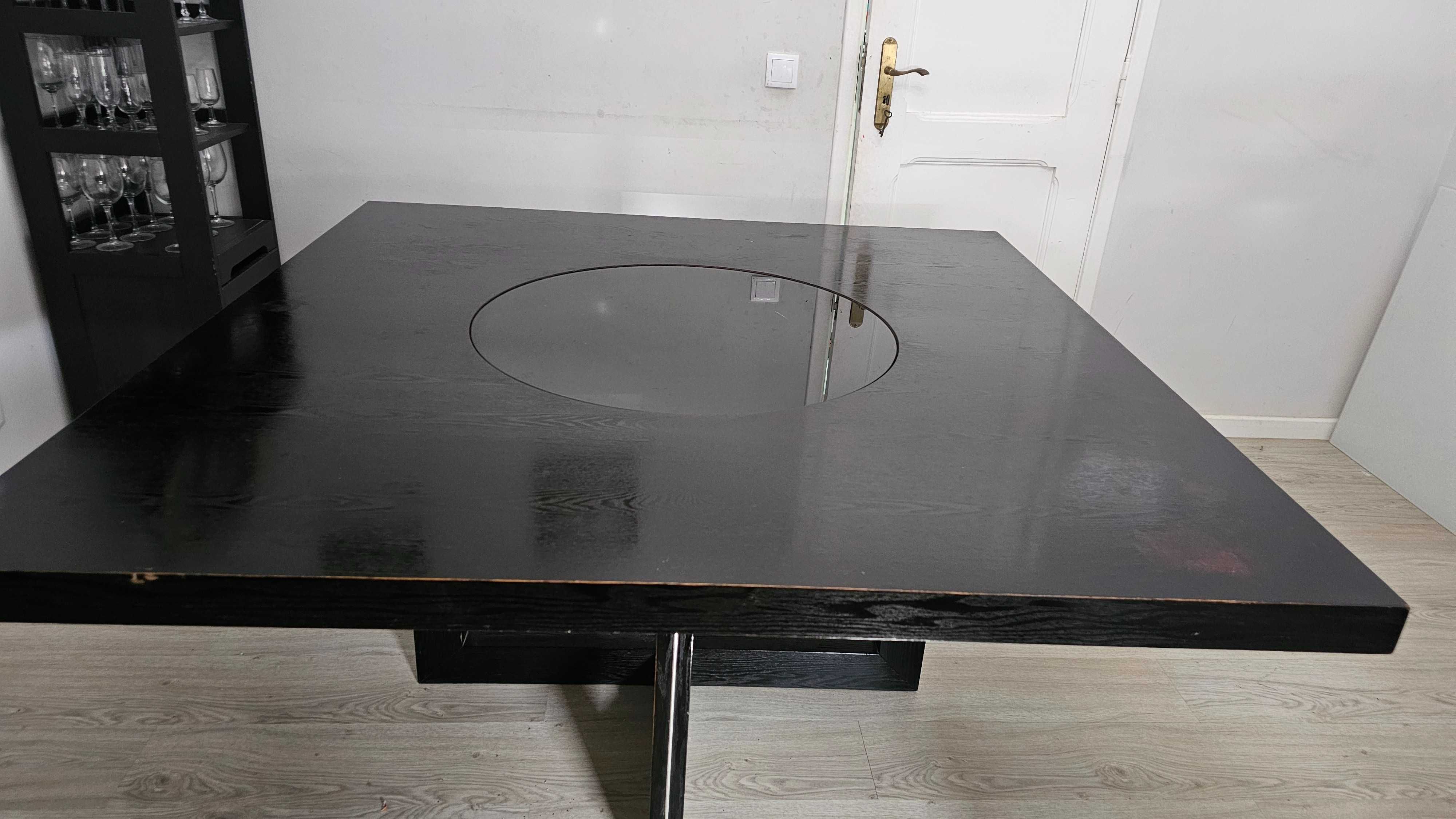 Mesa de madeira com centro de vidro ( giratório ( Negociável)