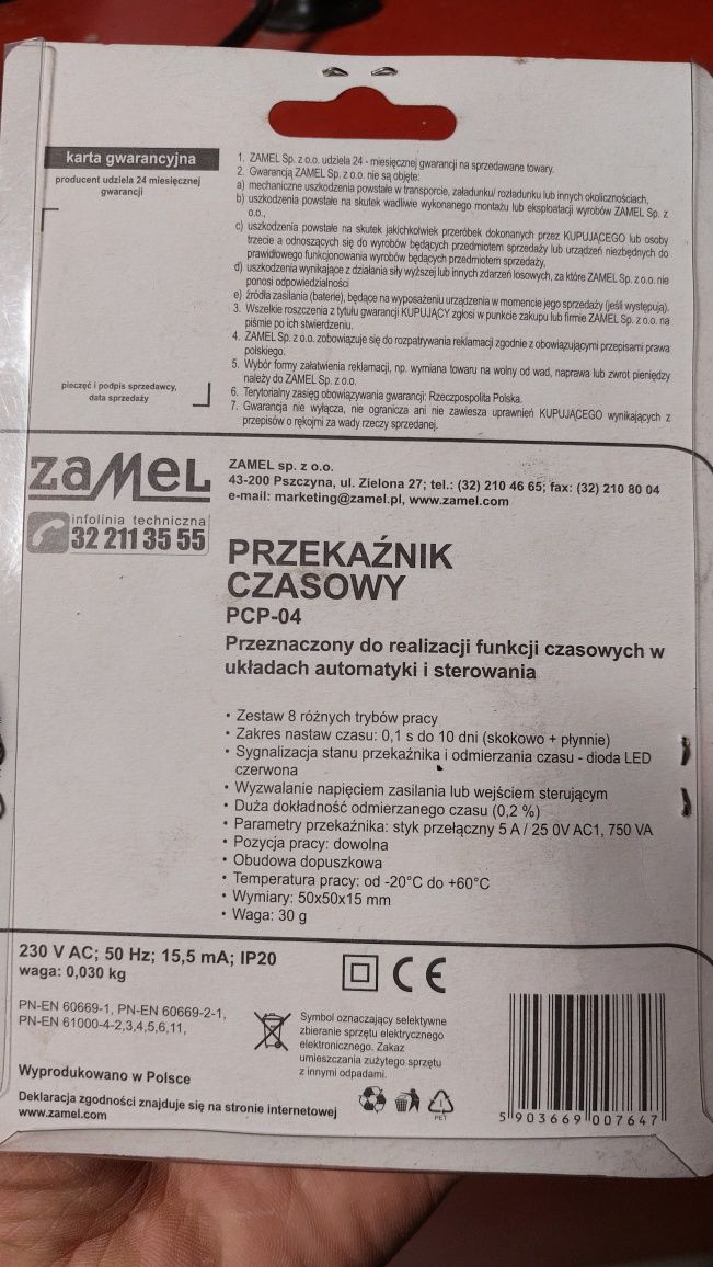 Przekaźnik czasowy Zamel PCP-04