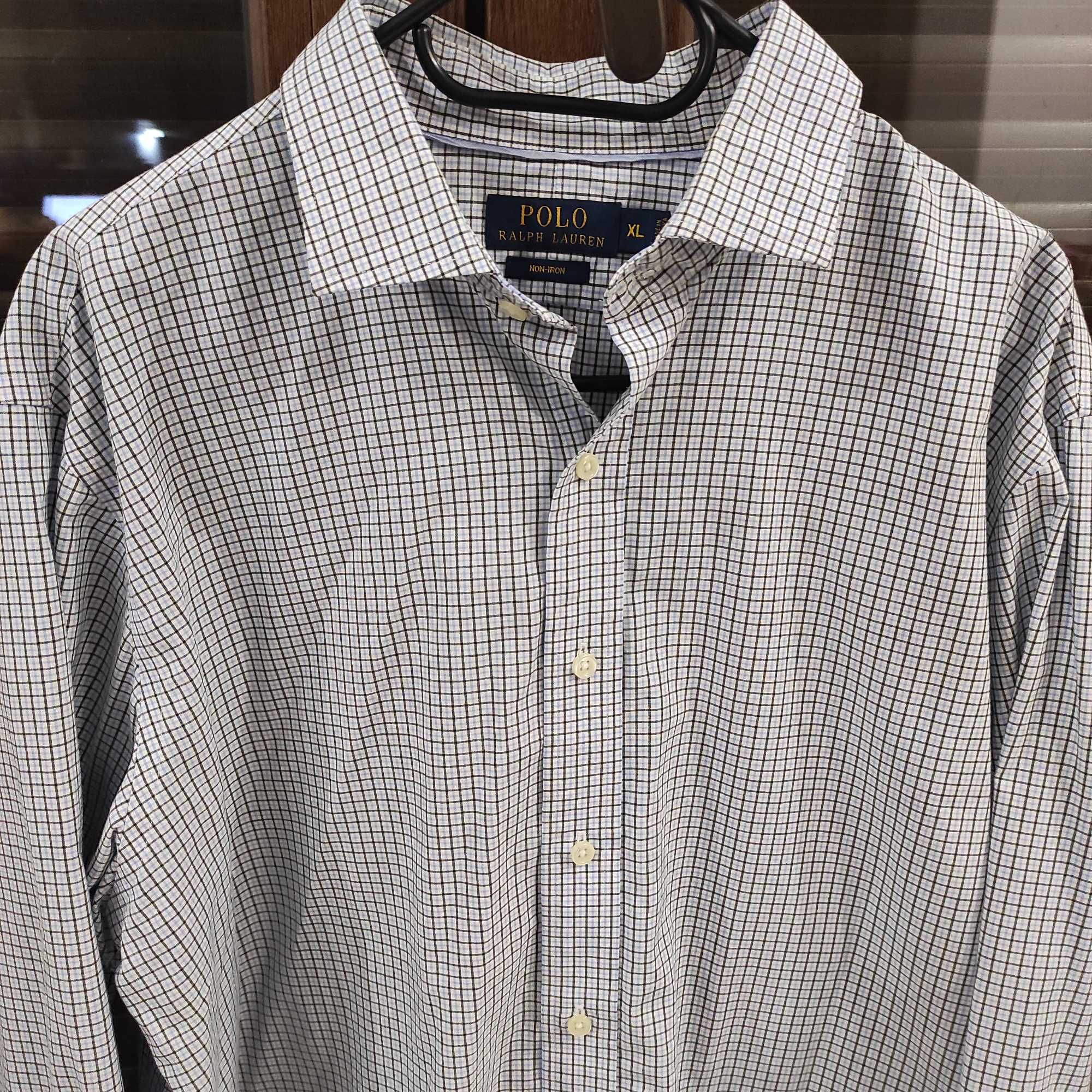 Ralph Lauren Non-Iron Koszula Elegancka W Kratkę Z Długim Rękawem XL