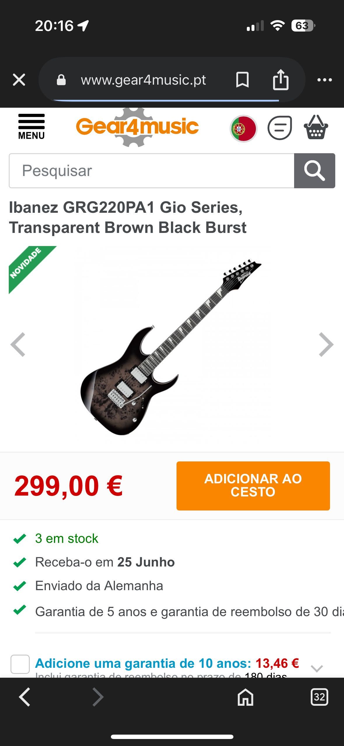 Vendo ou troco Guitarra Ibanez GRG220PA1-BKB como nova