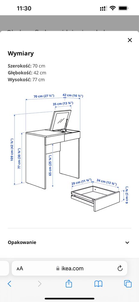 Toaletka Ikea z krzesłem obrotowym