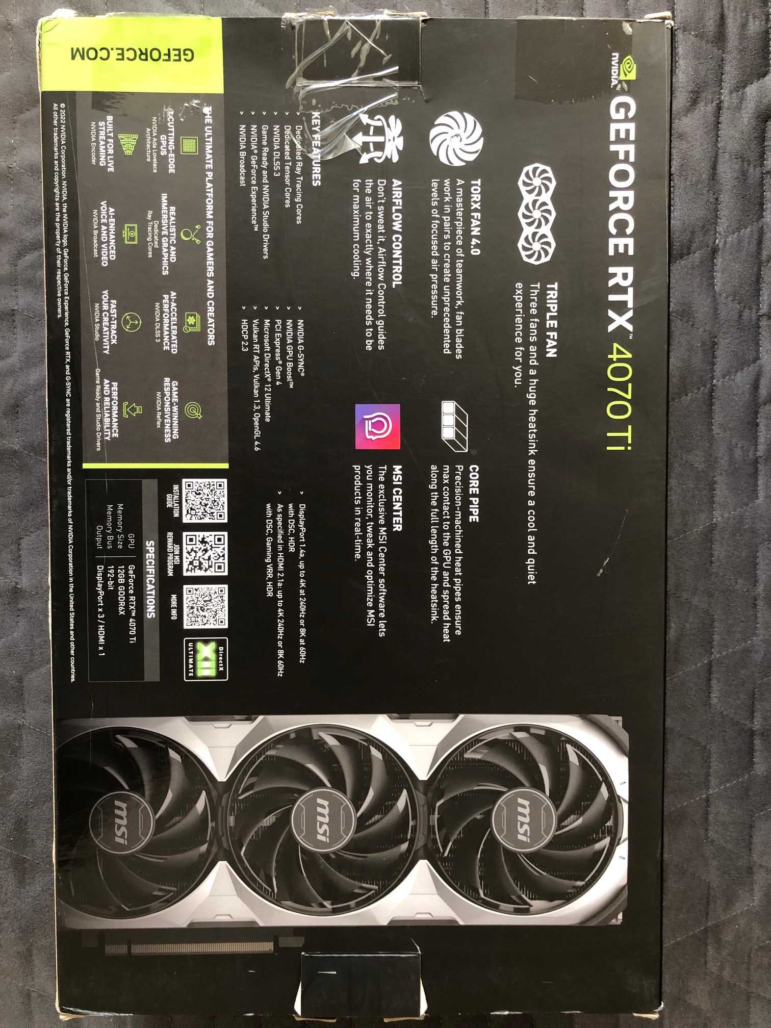 Karta graficzna MSI RTX 4070 Ti VENTUS 3X E OC 12GB