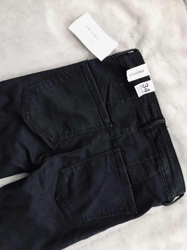 Zara 34 Cropped spodnie Jeansy Nowe Czarne Metki