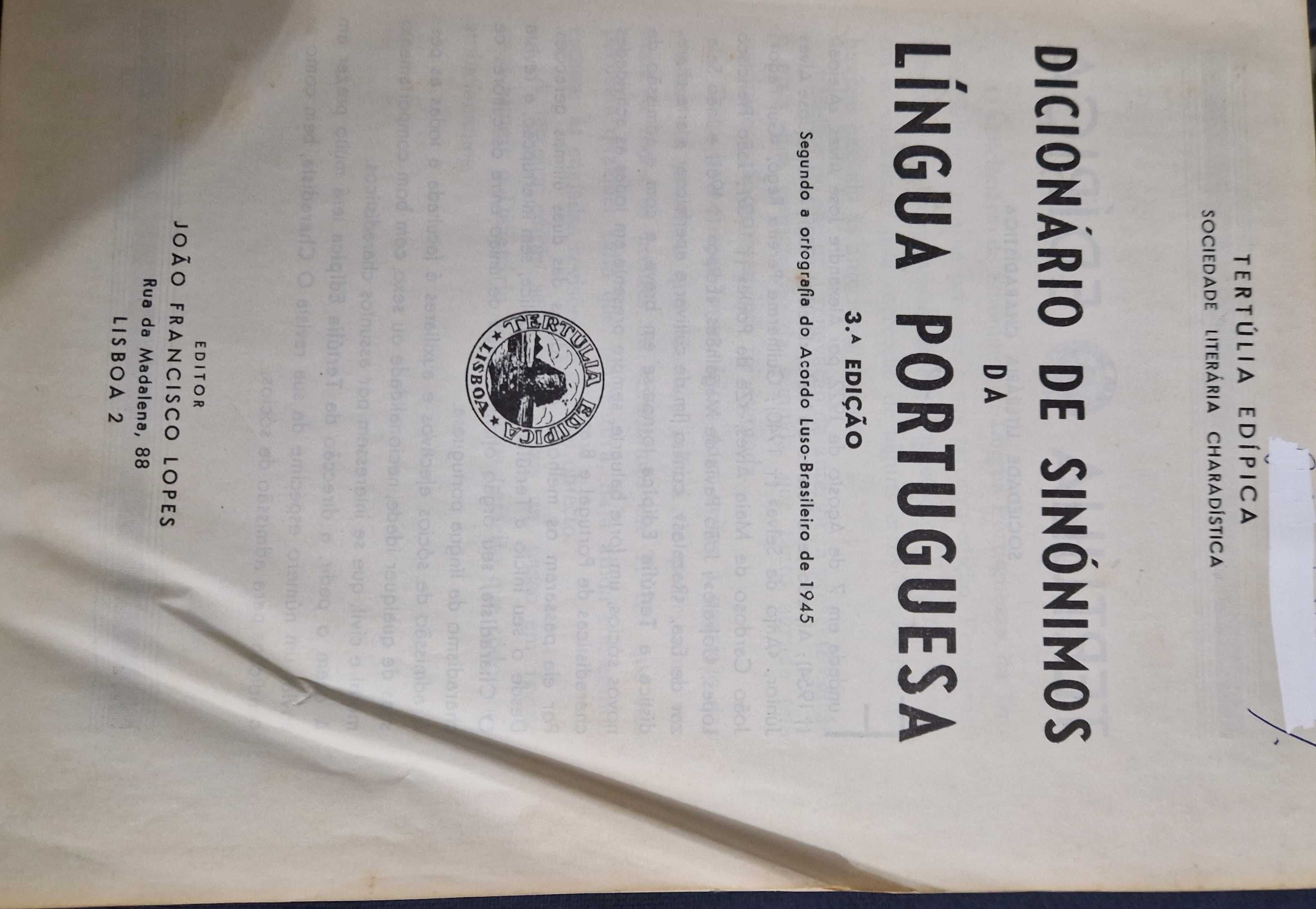 Dicionário lingua portuguesa SINÓNIMOS Tertúlia Edípica