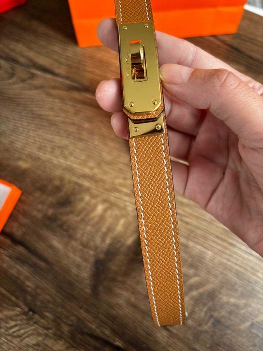 Nowy Pasek Hermes brązowy Epsom złota klamra skóra naturalna epsom