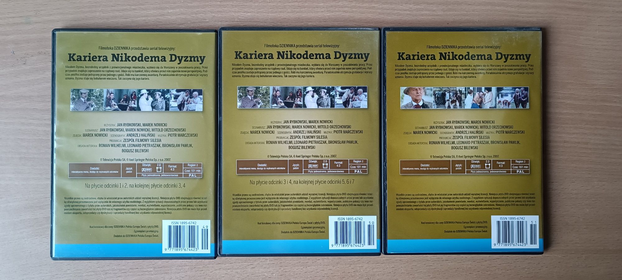 Kolekcja filmów DVD "Kariera Nikodema Dyzmy" Kinoteka Dziennika 3szt.