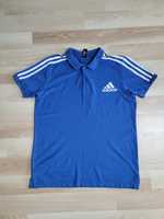 Bluzka męska Adidas 3 paski polo niebieska sportowa XL