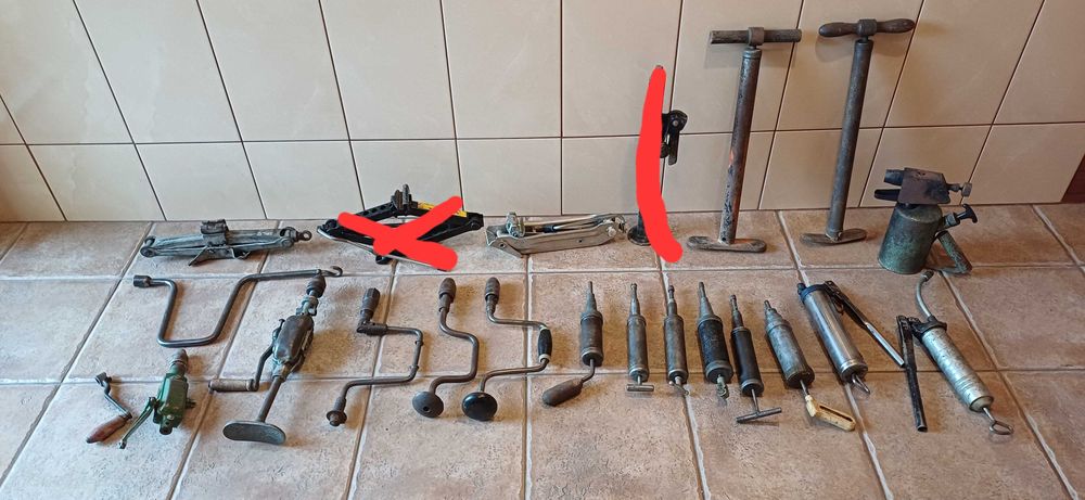 Podnośniki, siekiery ,młotki ,klucze cęgi,gwintownice,kleszcze,nożyce