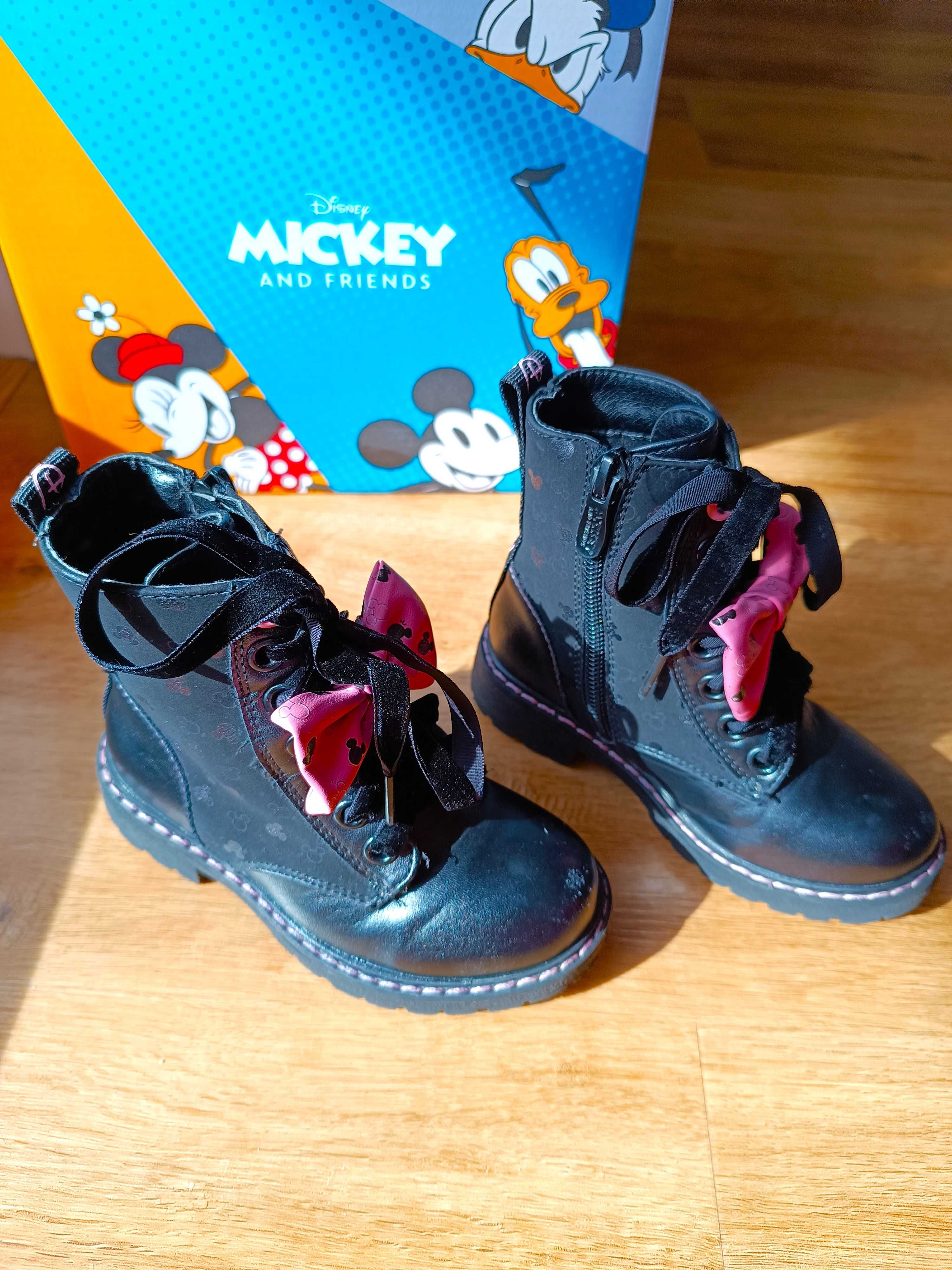Kozaki Mickey&Friends rozm. 26 czarne z różową kokardką