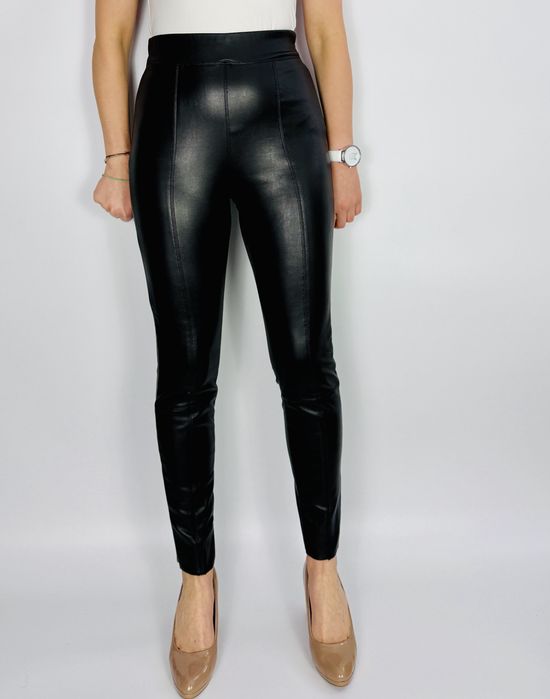 Czarne legginsy z eko skóry XS 34 Topshop