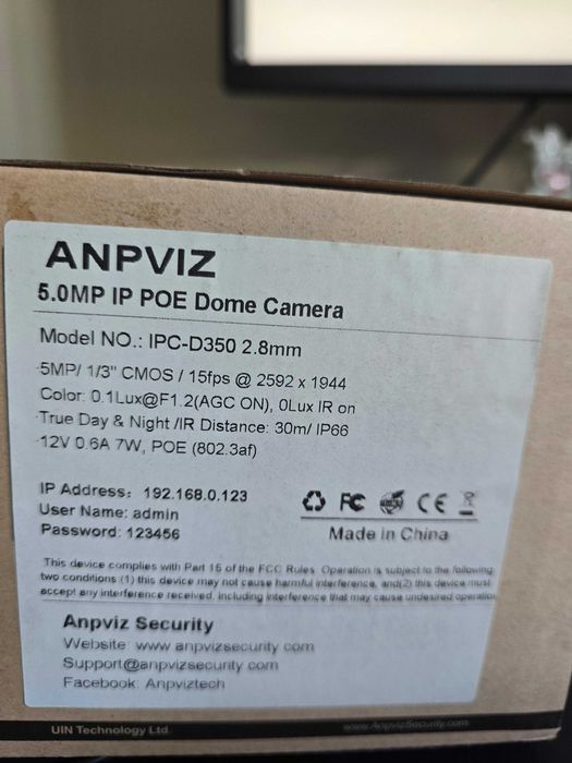 Câmara de segurança IP PoE 5 MP