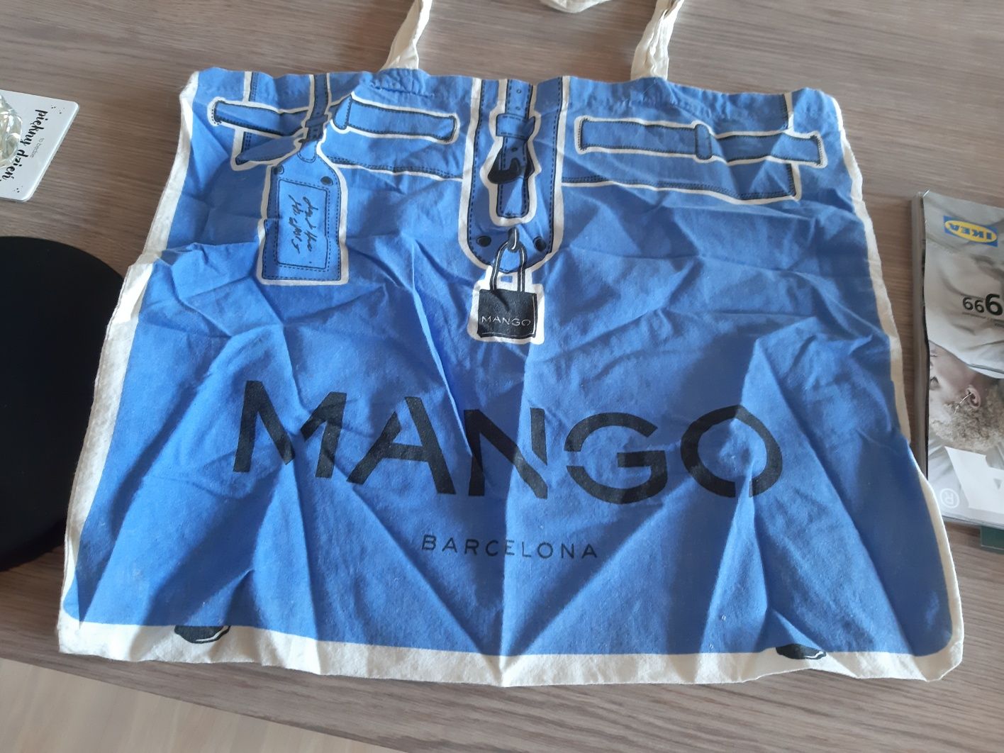 Mango torebka stara vintage tkanina Barcelona 45x39 tkanina