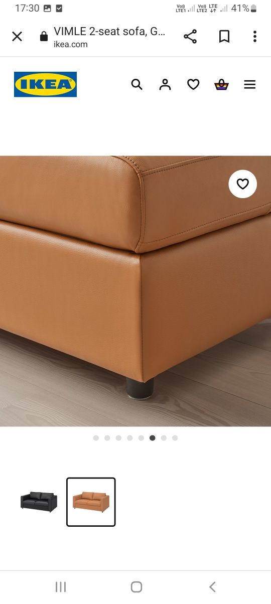 Nowa 1/2 ceny SKÓRA w Polsce niedostępna sofa 2 os. VIMLE z Ikea