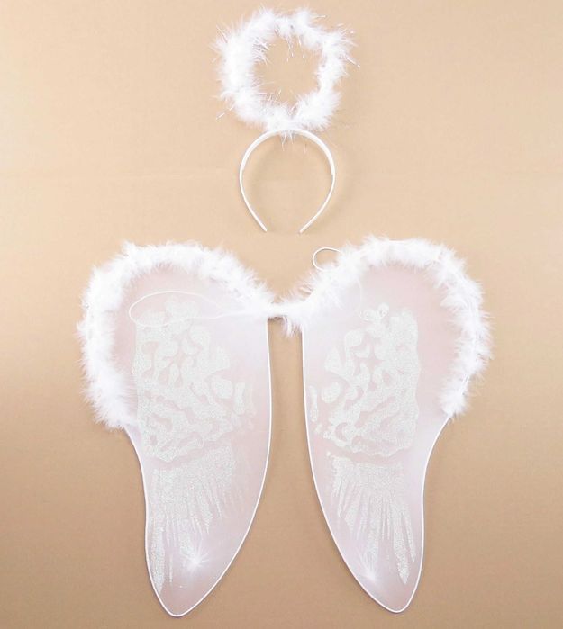 Kostium Anioła STRÓJ PJASEŁKA skrzydła aureor opaska bal kostium