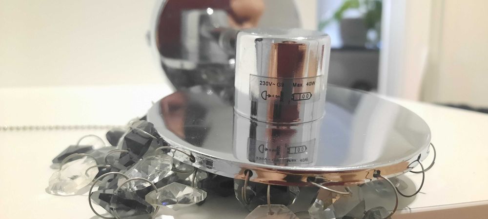 Kinkiet Roki srebrno-czarny kryształowy kryształki diamenciki glamour