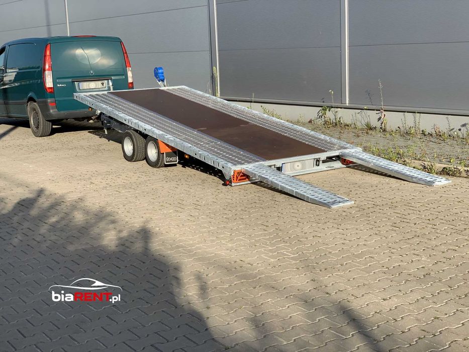 Laweta na dwa auta bus przyczepa 8,5m 3,5t do wynajęcia wypożyczalnia