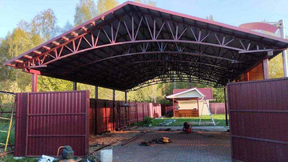 Заборы и металлоконструкции: навесы, вольеры, бытовки монтаж