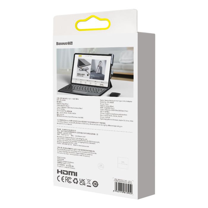 6w1 Rozdzielacz portów PadJoy HUB USB do tabletu smartfona USB-C HDMI