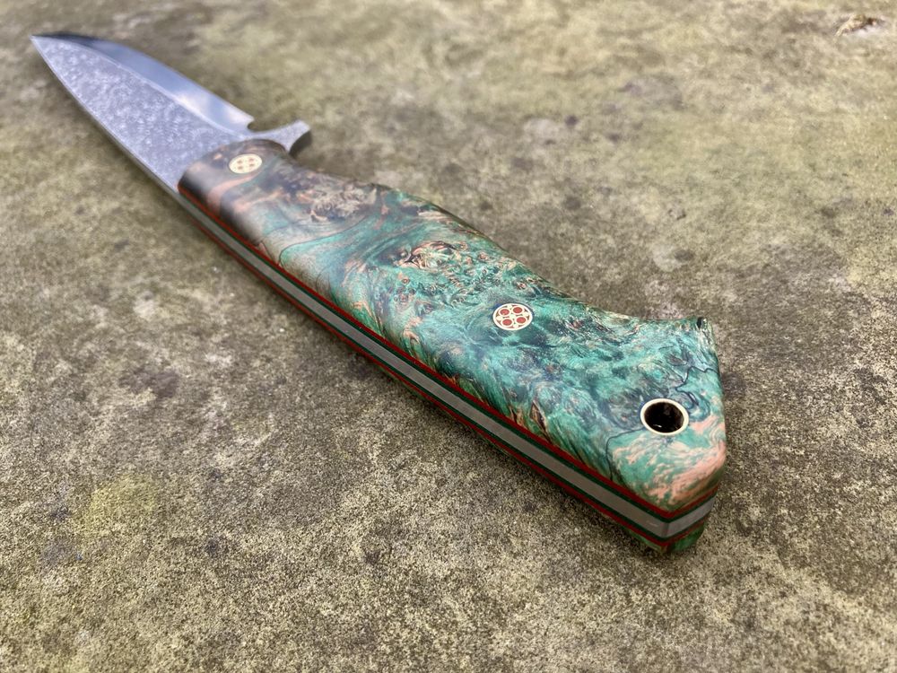Nóż ręcznie robiony bushcraft survival stal d2 drewno handmade