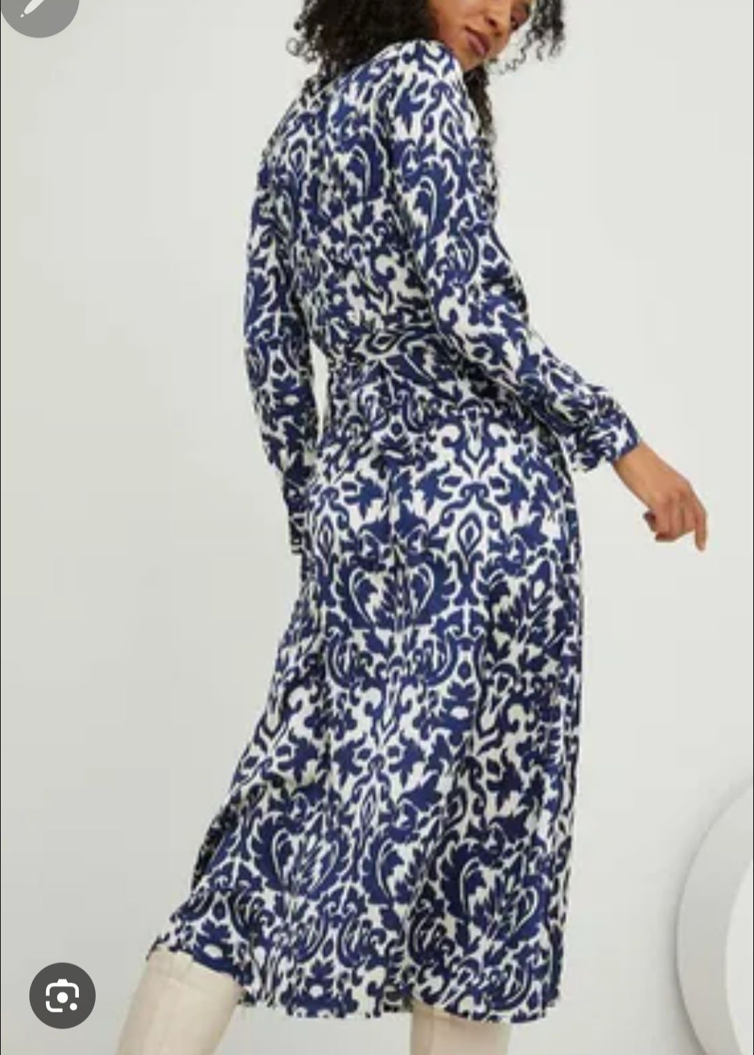 Sukienka midi Zara 44 xxl długi rękaw viscose koszulowa szmizjerka