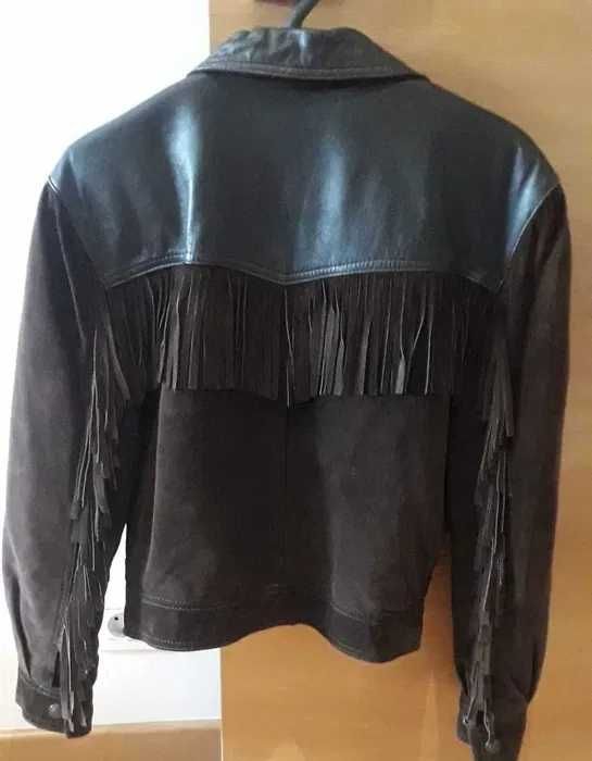 Blusão de Cabedal e Camurça Senhora Tamanho S c/Novo