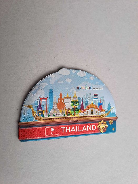 Magnes na lodówkę Bangkok Tajlandia, panorama miasta i tajskie symbole