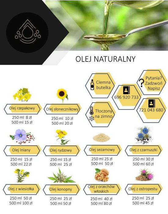 100% olej lniany tłoczony na zimno
