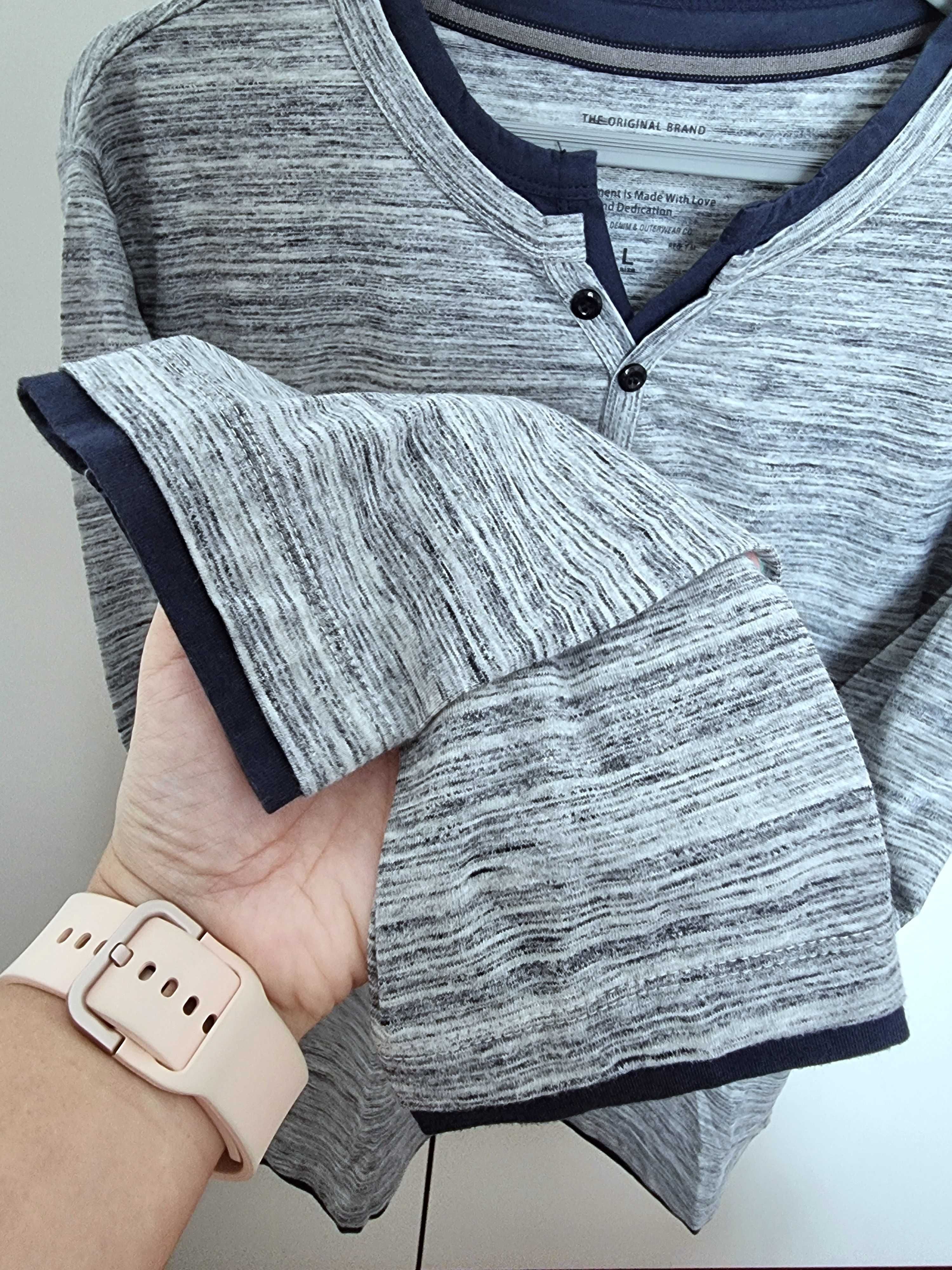 Camisola cinzenta e azul escura de manga comprida Salsa, tamanho L