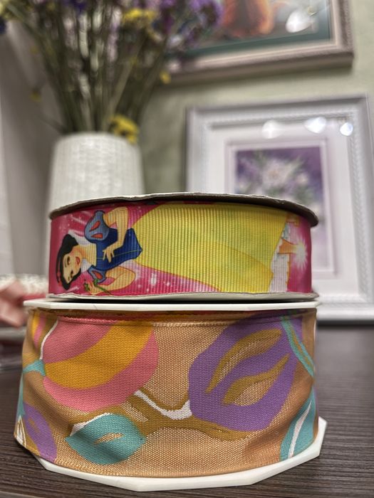 Стрічки репсові з малюнком( набір з 2 шт)