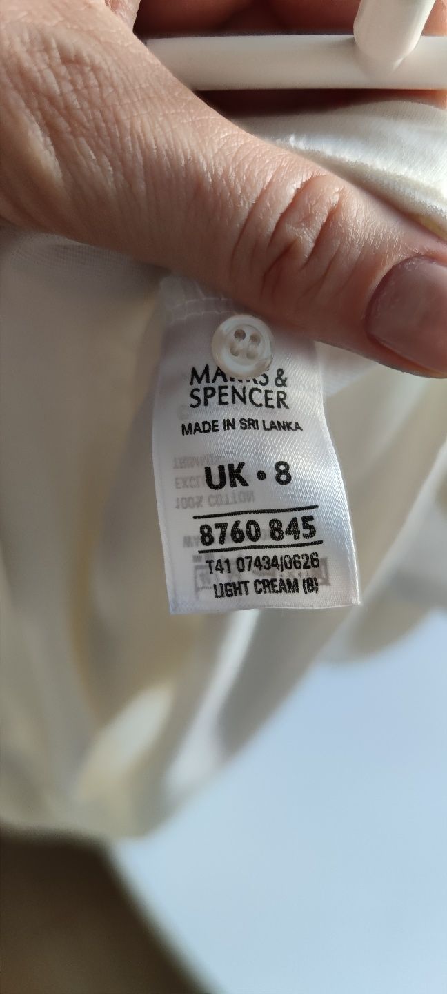 Bluzka top t-shirt kremowa Marks & Spencer S/M 100% bawełna cotton