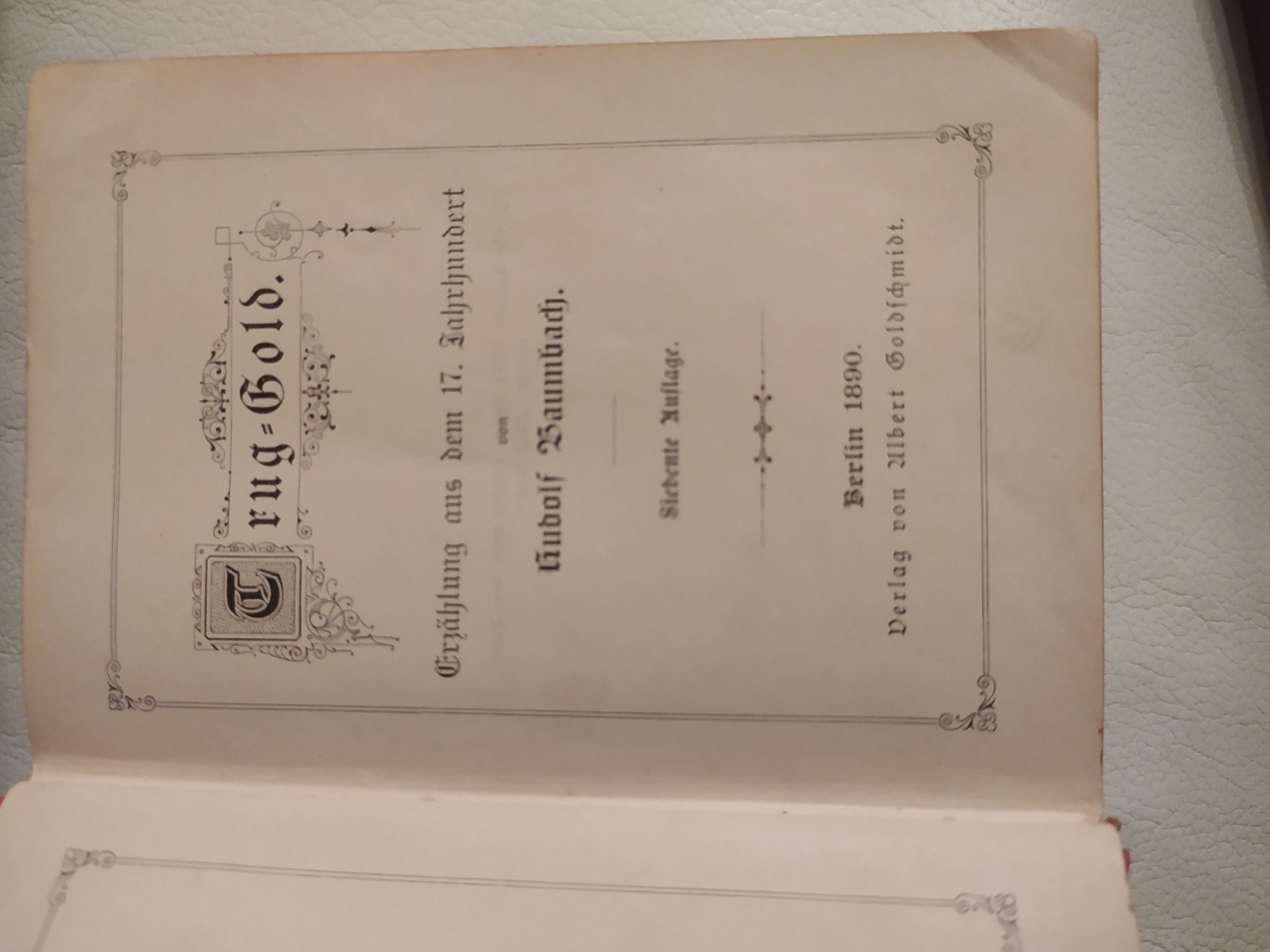 Stara niemiecka książka Trug Gold Rudolf Baumbach Berlin 1890