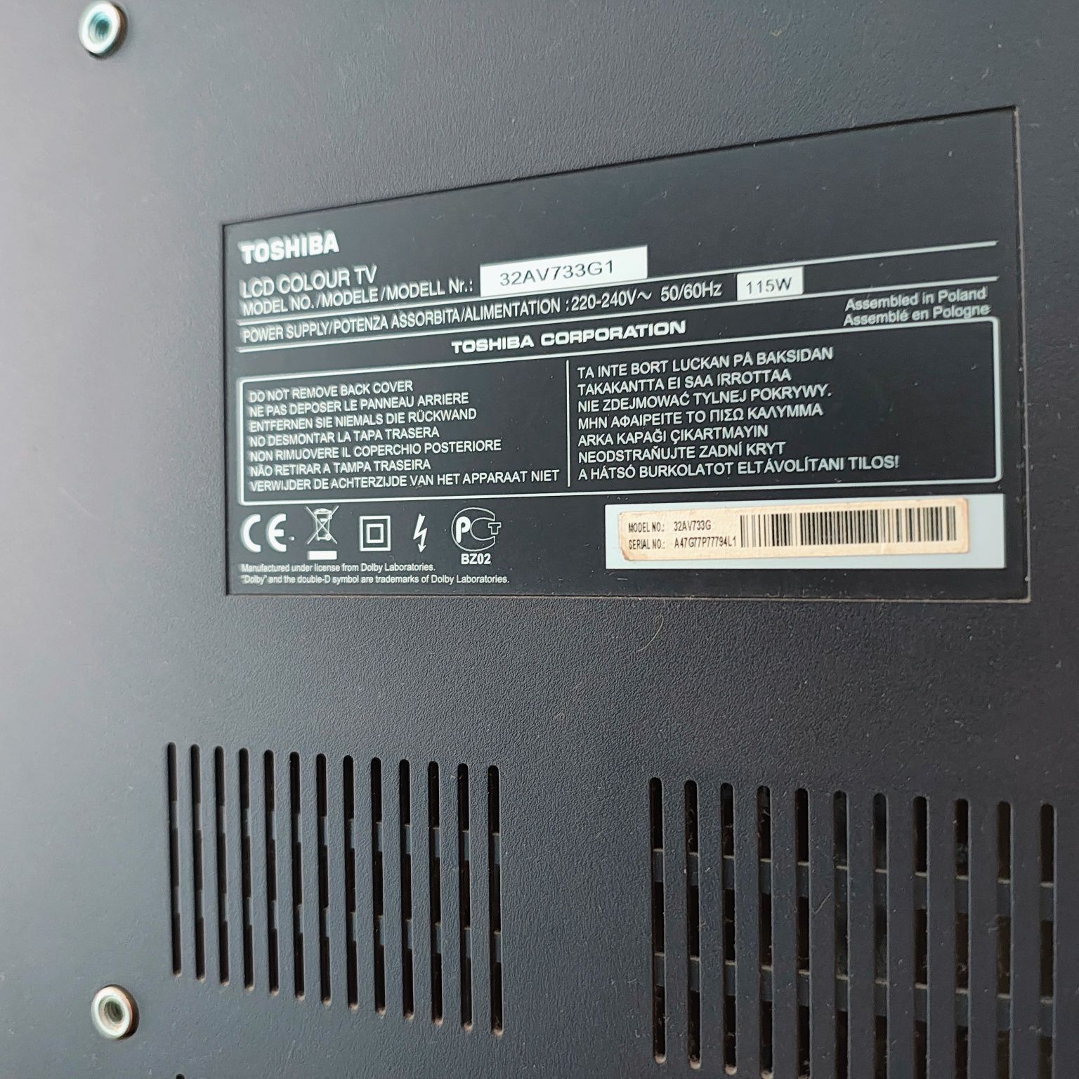 Telewizor Toshiba Regza TV 32AV733G1 LCD 32 stan bdb" HD