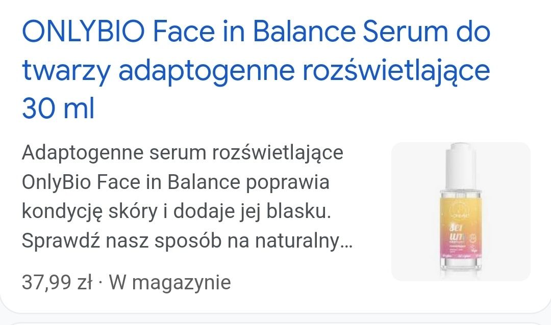 Krem I serum onlyBio rozświetlający zestaw z witaminą C