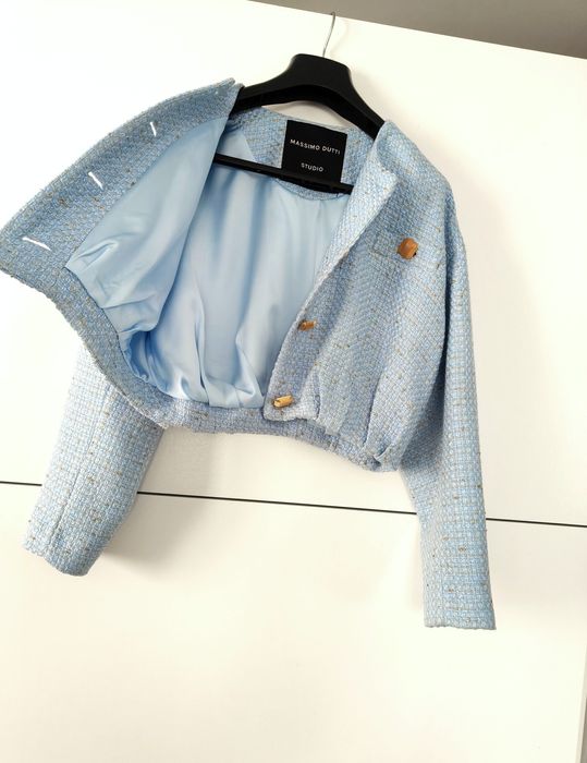 Marynarka Massimo dutti Studio 38 M błękitna niebieska tweedowa