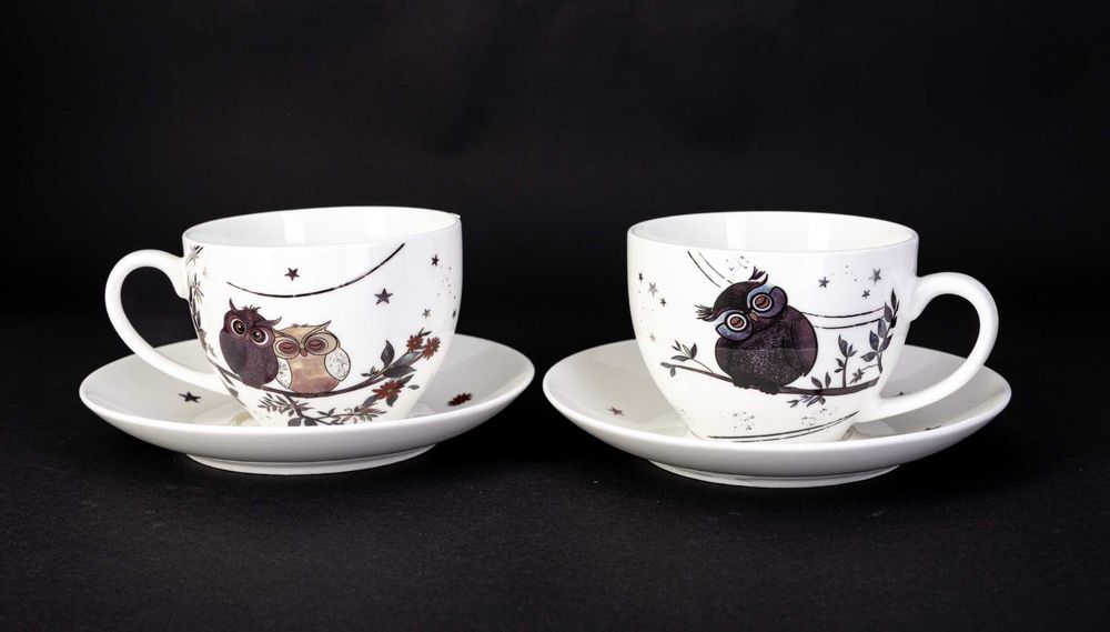 NOWE - filiżanki komplet 2szt. sówki - na prezent