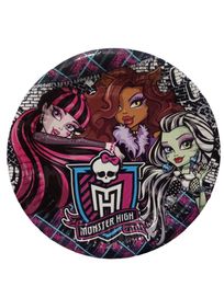 Talerzyki papierowe urodzinowe Monster High 20,5cm 8 szt.