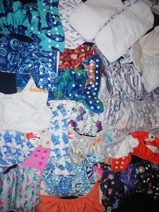 Lote 19 Fraudas reutilizáveis, 45 protetores,algodão,Bambu+contentor