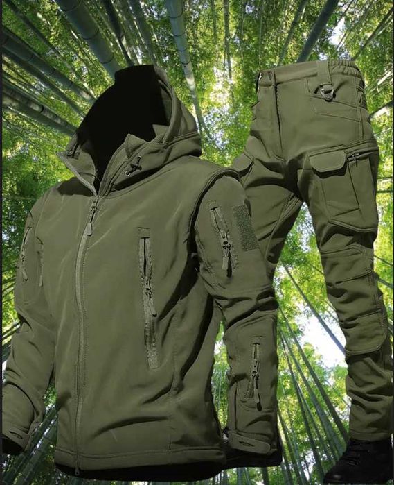 Тактическая куртка штаны костюм черный SoftShell Софтшел мужской спорт