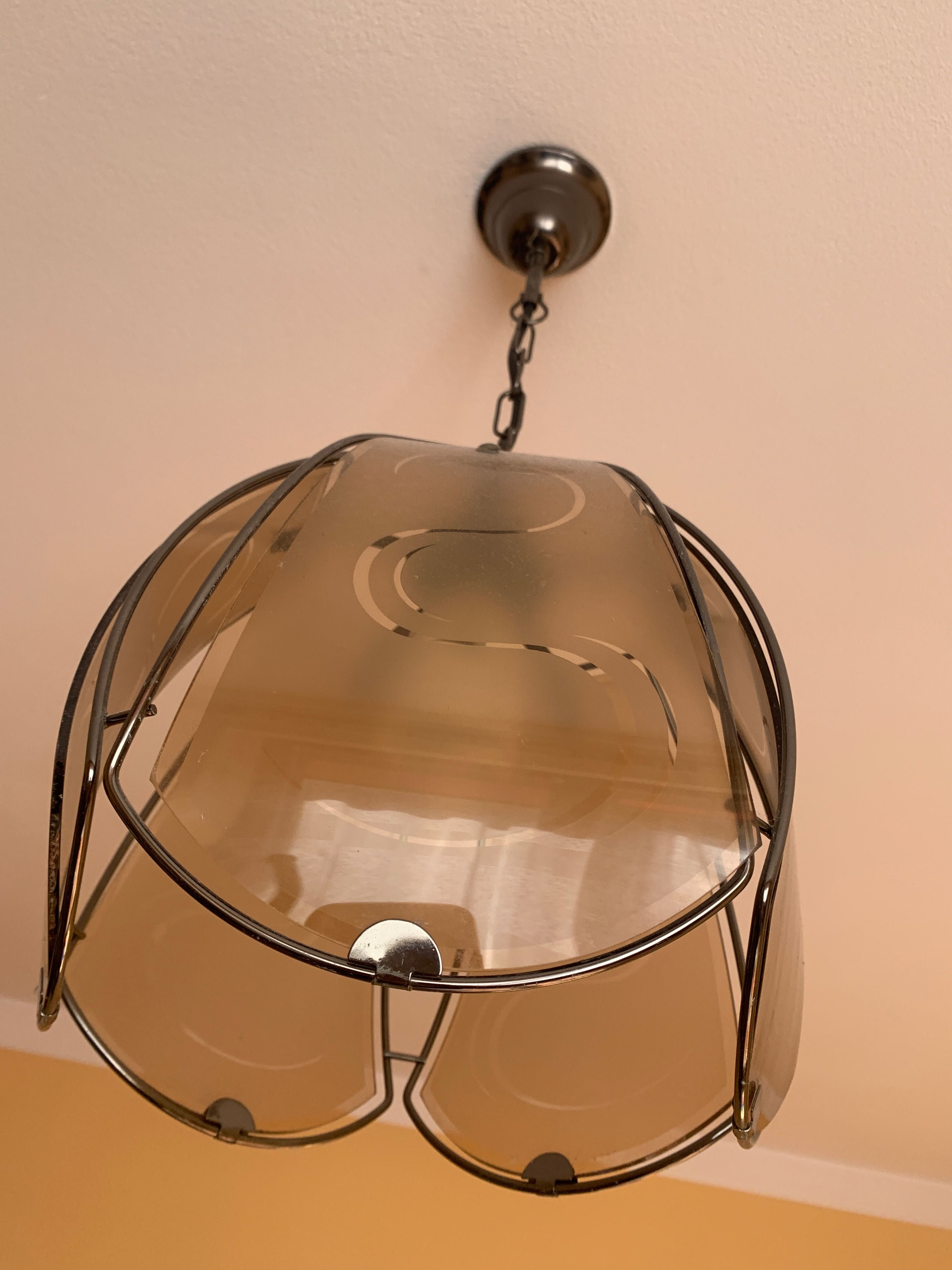 Żyrandol / lampa wisząca szklana / metalowa - HIT!