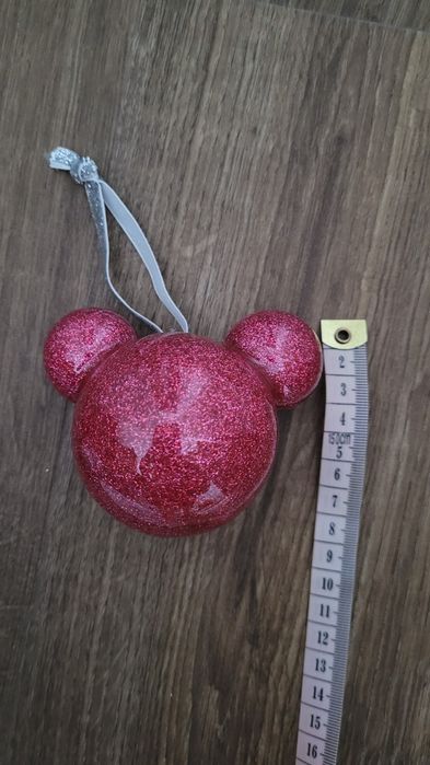 Trzy bombki Mickey Mouse brokatowe