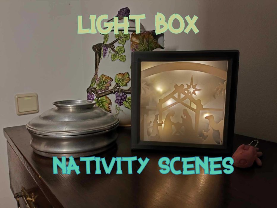 Caixa de luz de Natal de presépios com Jesus, com RGB ou cor branca