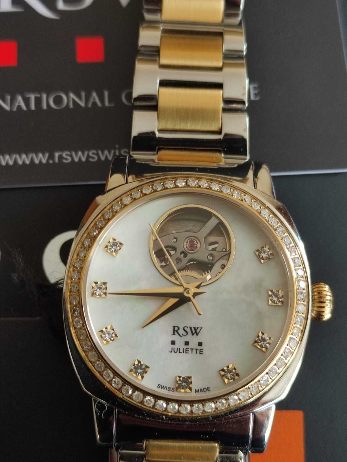 Zegarek damski RSW automatic 0,81 ct certyfikat diamentów i gwarancja