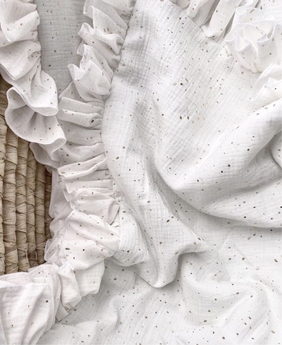 Otulacz koc kocyk muslinowy kremowy złoty