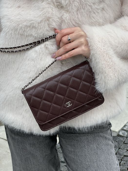Сумка клатч Chanel Caviar Wallet on Chain WOC Шанель премиум