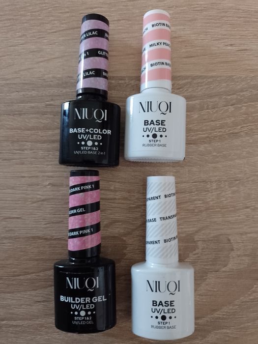 Nowe Niuqi Builder Gel+ Niuqi Base z dodatkiem biotyny + Niuqi Base i