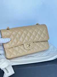 Torebka CC Chanel Flap Bag Medium 25.5 beżowa skóra Caviar Wysyłka 24h